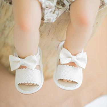 Imagem de Sandálias para bebês, meninas, meninos, sola de borracha, antiderrapante, verão, praia, exterior, primeiro andador, Branco, 12-18 Months Toddler