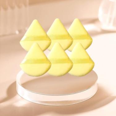 Imagem de Conjunto de 6 peças de pó de triângulo macio, puffs de pó para rosto, esponjas de maquiagem para base, adequado para ferramentas de maquiagem cosmética líquida e creme (amarelo)