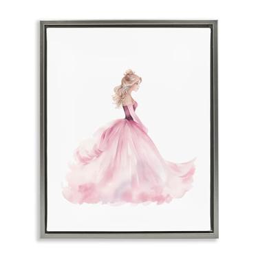 Imagem de Stupell Industries Princess Joy Ballgown Gold Framed Floater Canvas Wall Art, design by Christine Simpson Art, 21 x 17