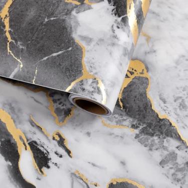 Imagem de VaryFloral Papel de contato de mármore cinza dourado branco descasque e cole bancadas moderno papel de parede de mármore removível envoltório de vinil para mesa mesa banheiro capa de balcão