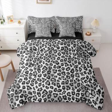 Imagem de Feelyou Conjunto de edredom Queen com estampa de leopardo, 7 peças, de pele de guepardo, para crianças, meninos e meninas, com estampa de animal, em uma bolsa com edredom, lençóis, fronhas, capas de