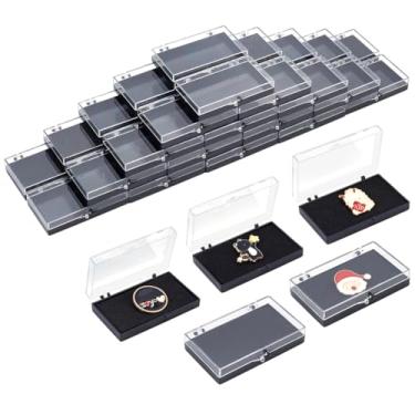 Imagem de WEBEEDY 36 peças de estojo de exibição de alfinetes de lapela de plástico transparente para presente, caixa de armazenamento de joias com inserção de espuma, caixas de alfinetes de lapela de barcaça
