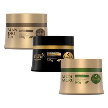 Imagem de Kit Haskell Máscaras Mandioca Cavalo Forte Murumuru 300g