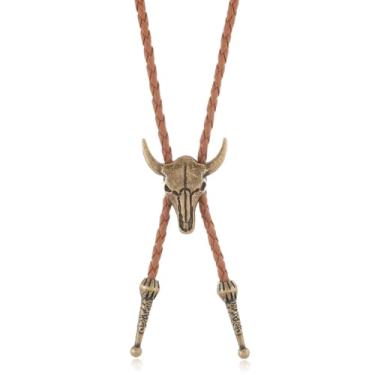 Imagem de Dlknp Colar de cavalo ocidental de couro, cowgirl, acessórios de fantasia, joias ocidentais, 15.75-31.5 inches, Zinco, Sem Pedra Preciosa