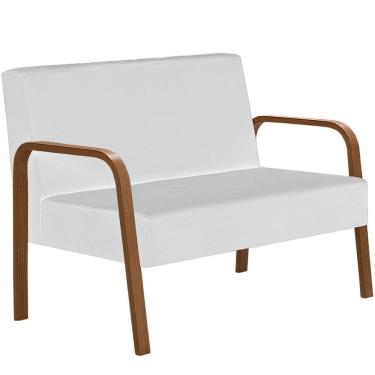 Imagem de Poltrona 2 Lugares Jade Braço Madeira D Salla Courino Branco