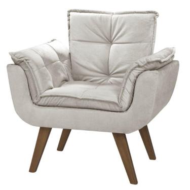 Imagem de Poltrona Orion 1 Lugar Base Palito Tecido Bege