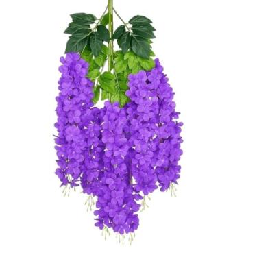 Imagem de Kit 12/24 Pendentes Planta Cerejeira Artificial Premium 110cm Decoração Vertical Enfeite(ROXO,12)