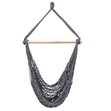 Imagem de Rede Cadeira Balanço Descanso Teto Suspensa Trançada Reforçada(Cinza)
