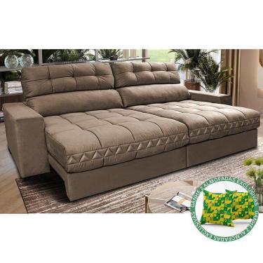 Imagem de Sofá Retrátil E Reclinável 2,52m Molas Ensacadas Cama Inbox Brasil Velusoft Castor