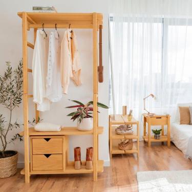 Imagem de Guarda-roupa Closet Laguna 3 Prat 180ax90lx42p Em Madeira Cor Mel