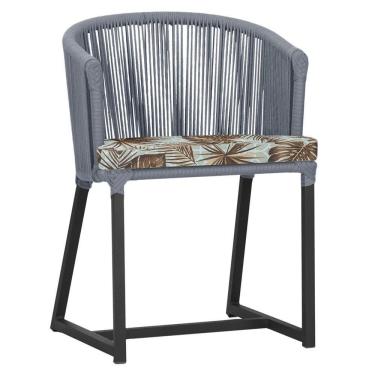 Imagem de Cadeira De Jantar Noronha Alumínio Preta E6 Trama  Prata