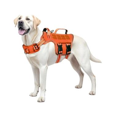 Imagem de Peitoral para cães grandes, resistente, sem puxão, tático, com sistema Molle, fácil de colocar e tirar, respirável acolchoado, colete refletivo ajustável para animais de estimação para caminhadas