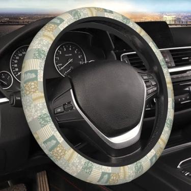 Imagem de Capa de volante Ferns Sage Green para mulheres, meninas, homens, universal, 38 cm, antiderrapante, fofo, protetor de volante, acessórios para carro, interior para caminhão, SUV