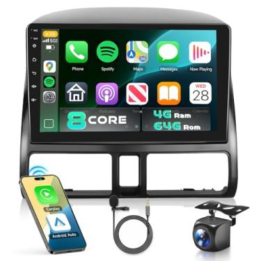 Imagem de Rádio estéreo automotivo Honda CRV 2002-2006 com Snapdragon 8 Core 4 GB + 64 GB 9 polegadas IPS Touchscreen sem fio Carplay/Android Auto DSP de alta resolução 5/6 GhzWiFi GPS Android 13 FM/RDS SWC