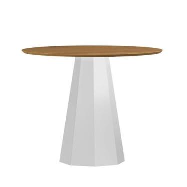 Imagem de Mesa Sala de Jantar 100cm Tampo Redondo Sem Vidro Isis - New Ceval Móv