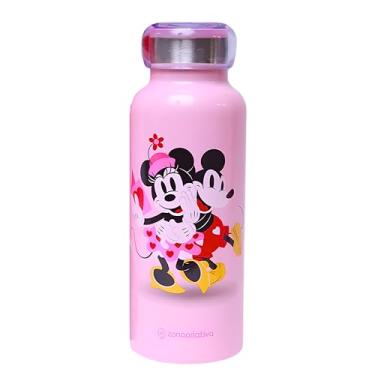 Imagem de Zonacriativa – Garrafa Bubble Mickey e Minnie Namorados Disney 500ml em Aço Inoxidável | Conserva Bebida por até 6h