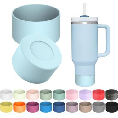 Imagem de 1 bota de silicone para Stanley Quencher Tumbler H2.0 30/1,134 g, IceFlow 20/850.5 g & Hydro Flask 340.2-680.4 g - capa protetora inferior (azul claro)