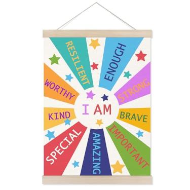 Imagem de Welshower Boho Inspirational Poster Hanger Frame, I Am Motivational Quote Positive Affirmations Wall Art Prints Decor for Kids Room Playroom Classroom Nursery, 30 x 40 cm