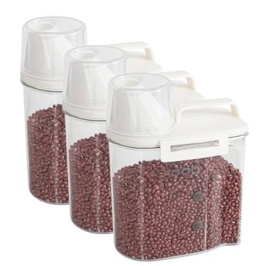 Imagem de Kit 3 Pote Hermético Acrílico 1800ml Transparente Copo Medidor Bico Dosador Mantimentos Lavanderia