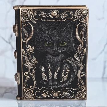Imagem de ICE ARMOR Caderno preto de 19 cm L com estátua de gato, enfeite para decoração de casa/quarto, ideias para inauguração de casa, feriados e aniversários, ótima adição colecionável