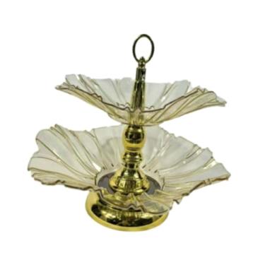 Imagem de ＫＬＫＣＭＳ Prato de frutas de pedestal com base, bandeja de serviço decorativa multiuso, prato de exibição de sobremesas para mesa de cozinha, peça central para, 2 Pratos