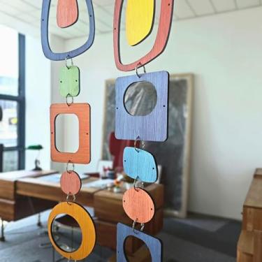 Imagem de MidModArt 32 peças de painéis de divisória de quarto suspensos de PVC arte de parede moderna de meados do século, divisórias decorativas de textura de madeira colorida MCM para quarto de jantar estudo