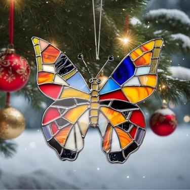 Imagem de Enfeites de Natal para pendurar em cristal de borboleta, enfeites de árvore de Natal feitos à mão, decoração de carro e casa - presentes de Natal, decoração de artesanato em acrílico, ideias de troca