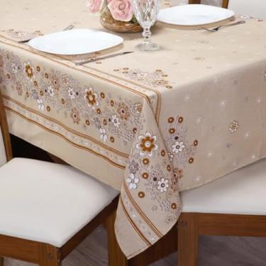 Imagem de TOALHA DE MESA LINHÃO EM TECIDO LINHO RUSTICO (MARGARIDA BEGE, 100X140)