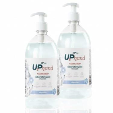 Imagem de Kit 2 Sabonetes Líquidos Glicerinados 1L Algodão Up Hand c/Pump Dispenser UPPRO