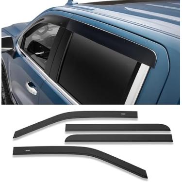 Imagem de Husky Liners Ventvisors/protetores de chuva de perfil baixo | Serve para Dodge Ram 1500 2009-2023 (2019-2023 Classic Body Only) Crew Cab, 2010-2024 Ram 2500, 3500 Crew Cab, 1 pç. | Preto fosco -