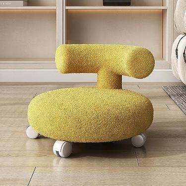 Imagem de BSNANCA Banqueta de assento de rolo baixo com suporte traseiro cadeira giratória 360 graus banco giratório com rodinhas resistente apoio para os pés mini banquinho móvel polia banco de roda para