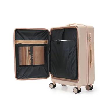 Imagem de Mala portátil de abertura frontal, mala, bolsa portátil, adequada para embarque, viagens, negócios, armazenamento de grande capacidade, conveniente, silencioso, carrinho de vários níveis, rodas duplas