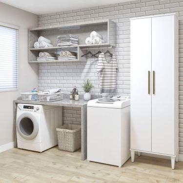 Imagem de Lavanderia Modulada Recife 2 Pts 5 Prateleiras Kaiki Móveis Branco