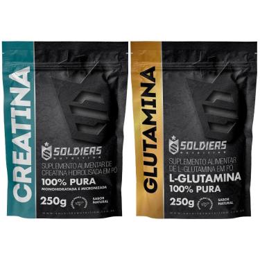 Imagem de Kit: Creatina Monohidratada 250g + Glutamina 250g - 100% Pura Importada - Soldiers Nutrition-Unissex