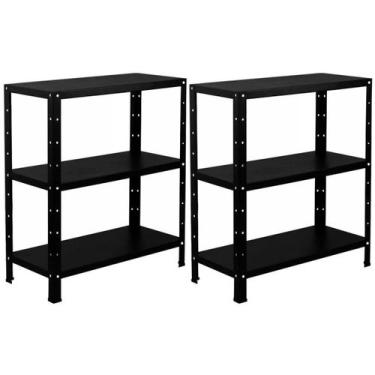 Imagem de 2 Estante De Aço Resistente 3 Prateleiras 60cm Armário Multiuso Para E