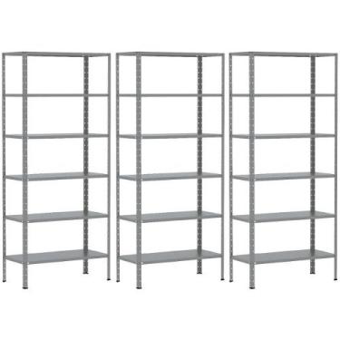 Imagem de 3 Estante Para Livros Sala Almoxarifado Multiuso De Aço 6 Prateleiras 