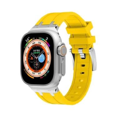 Imagem de Pulseira De Silicone Cor Titânio Com Fecho Metálico Para Apple Watch U