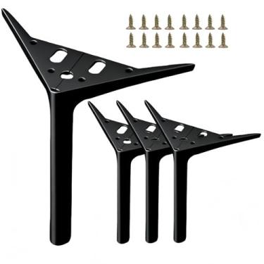 Imagem de SWTOOL Pernas de móveis de metal preto fosco de 17 cm, pés de móveis triangulares resistentes, faça você mesmo, pernas de substituição modernas para armário, sofá, poltrona, conjunto com 4