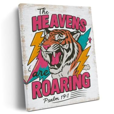 Imagem de Arte de parede em tela de fé cristã retrô, arte de parede inspiradora espiritual versículo bíblico presentes religiosos para mulheres homens tigre, impressão emoldurada, pôster, pintura, arte para