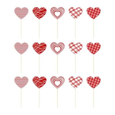 Imagem de Vaveren Conjunto de 15 Palitos Decorativos em Formato de Coração para o Dia dos Namorados - Enfeites Românticos para Aniversário e Dia dos Namorados, B