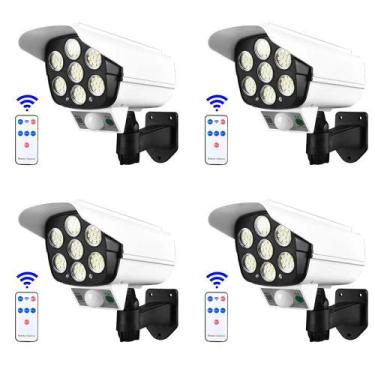 Imagem de Luminaria Solar Camera Falsa Sensor Movimento Controle Kit 4 Unid 180w