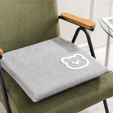 Imagem de Almofadas de assento para cadeiras de sala de jantar, almofadas de cadeira para cadeiras de cozinha, almofadas laváveis para cadeiras de jantar, formato quadrado, tecido de linho adequado para todas