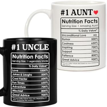 Imagem de Breezy Valley Conjunto de canecas engraçadas de tia e tio – Canecas de café #1 Nutrition Facts – Presente de sobrinha ou sobrinho para tia e tio favoritos