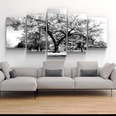 Imagem de quadro decorativo 5 peças modelo  arvore branca - autopc
