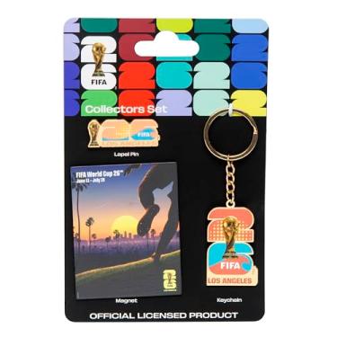 Imagem de HONAV Conjunto de colecionador da cidade anfitriã da Copa do Mundo FIFA de Los Angeles - Equipamento oficial da Copa do Mundo da FIFA - Inclui alfinete de lapela, chaveiro e ímã - Ótimo para fãs
