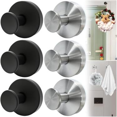 Imagem de AQXYTK Pacote com 6 ganchos de ventosa, ganchos de chuveiro de aço inoxidável para chuveiro interno, ganchos de toalha removíveis, pendurar 5 kg para janela de vidro, banheiros, cozinha, guirlandas de