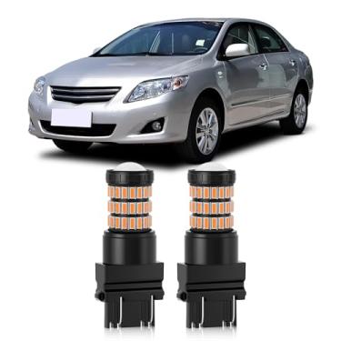 Imagem de MEALAM Lâmpadas LED amarelo âmbar 3157 3457 4057 3156 lâmpadas piscantes compatíveis com Toyota 2003-2013 Corolla luzes de seta dianteiras e luzes de seta traseiras Corolla 2003-2010, pacote com 2