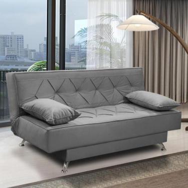 Imagem de sofá cama 1,80m Isa Suede Cinza Adonai Estofados