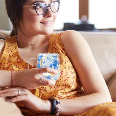 Imagem de Canecas de vidro de parede dupla, xícaras de café de vidro | Copos de isolamento térmico de flores secas | Copos de café isolados em camadas duplas, canecas de chá de transparente com alça 200ml