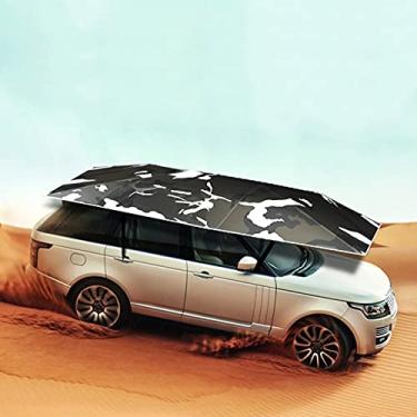 Imagem de LMJYU Tenda de guarda-chuva de carro, capa de carro para barraca de carro - 4,2 m semiautomática, para-sol universal manual para garagem, cobertura de dossel de carro à prova de sol
